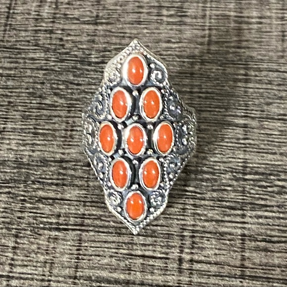 Sterling silver Coral statement ring - Picture 2 of 5